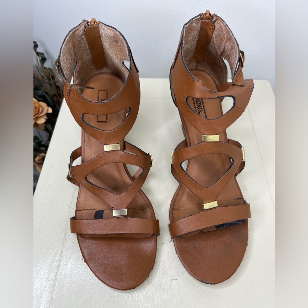 XOXO Zip Back Wedge Sandals